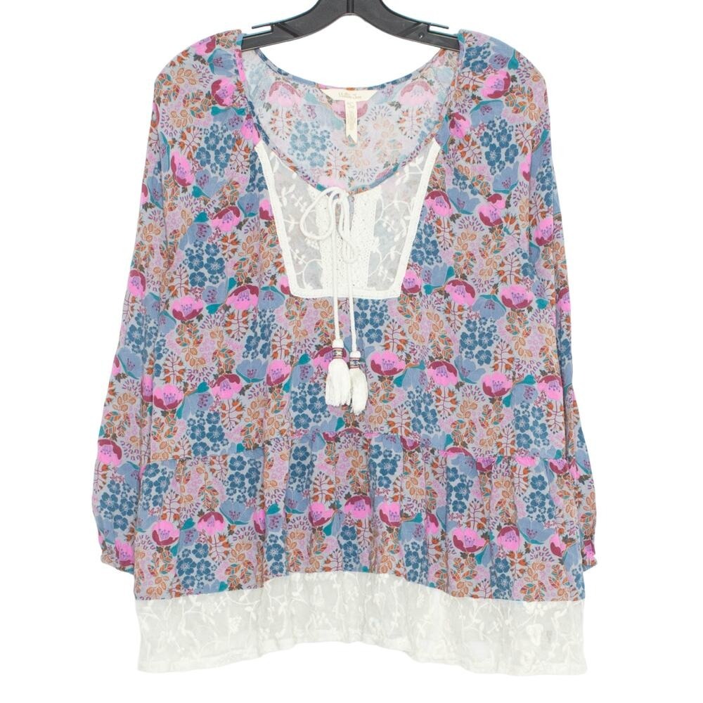 Matilda Jane Top Cottage Boho Floral Peasant Romantic Prairie Country Lace Large